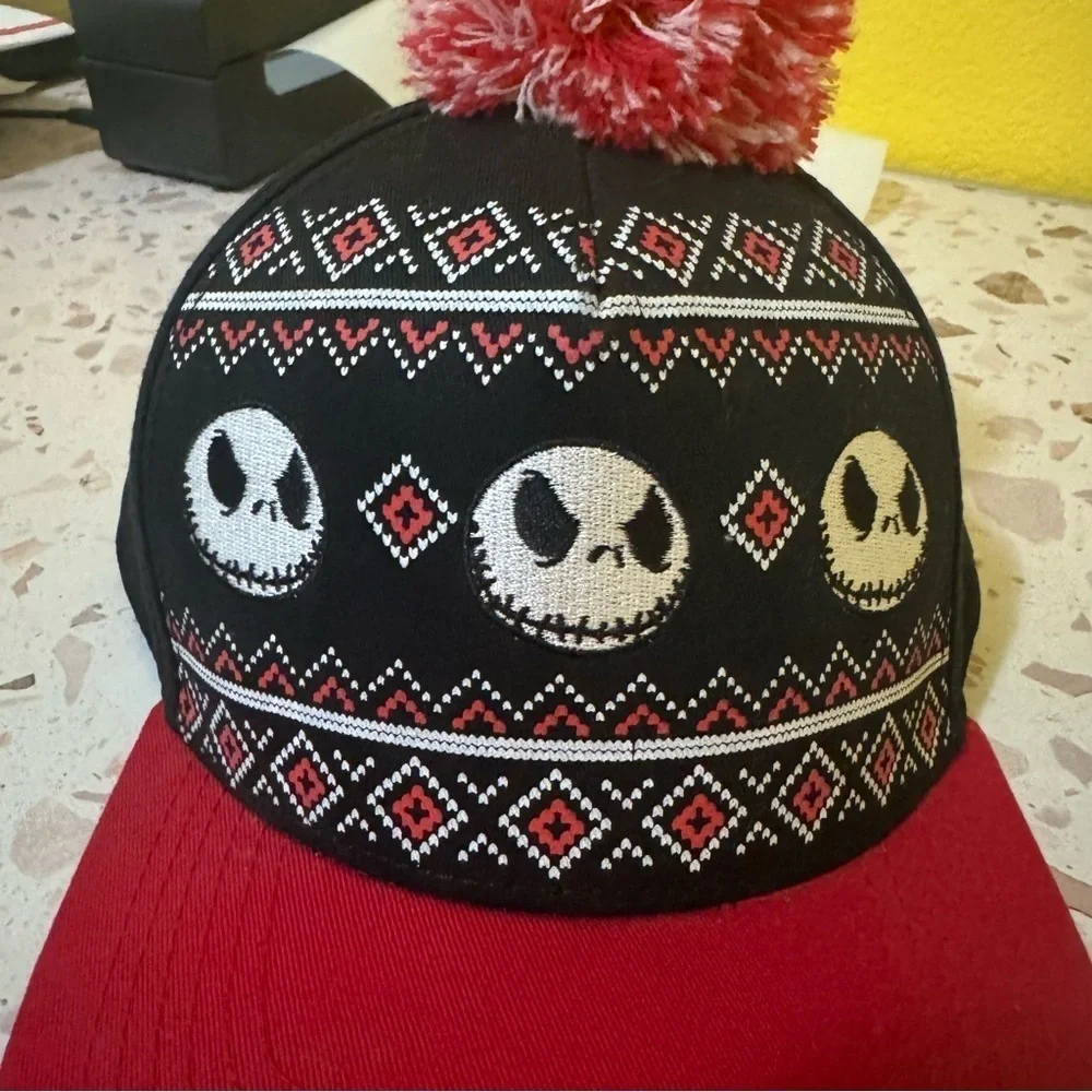 Disney Nightmare Before Christmas‎ Jack Skeleton Print Snapback Cap with Pom Pom